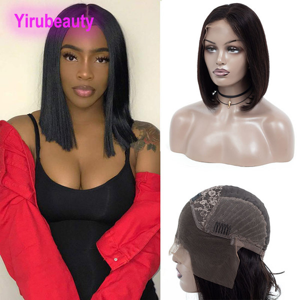 Brazilian 10A Human Hair Lace Front Wigs Remy Bob Wig 8-18inch Straight Virgin Hair Lace Front Wigs Natural Color