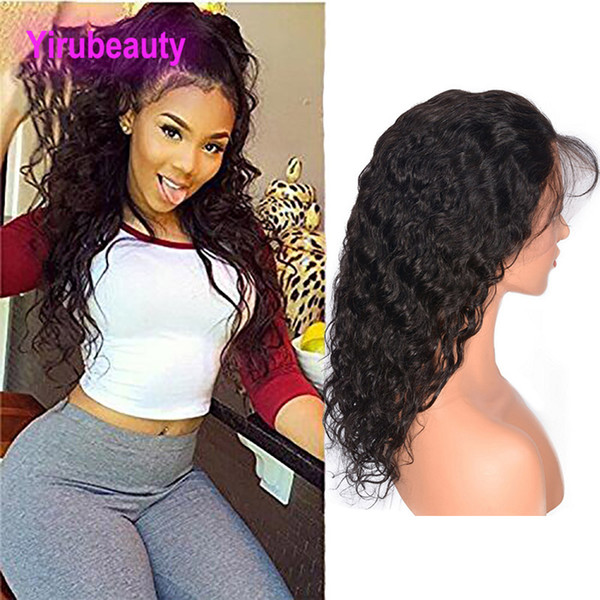 Peruvian Human Hair Lace Front Wigs Water Wave Natural Color Lace Front With Baby Hair Pre Plucked Lace Front Wig 8-30inch