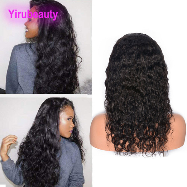 Indian Unprocesseed Human Hair Lace Front Wigs Natural Color Water Wave Lace Front Wig With Baby Hair Custom-made Wet And Wavy