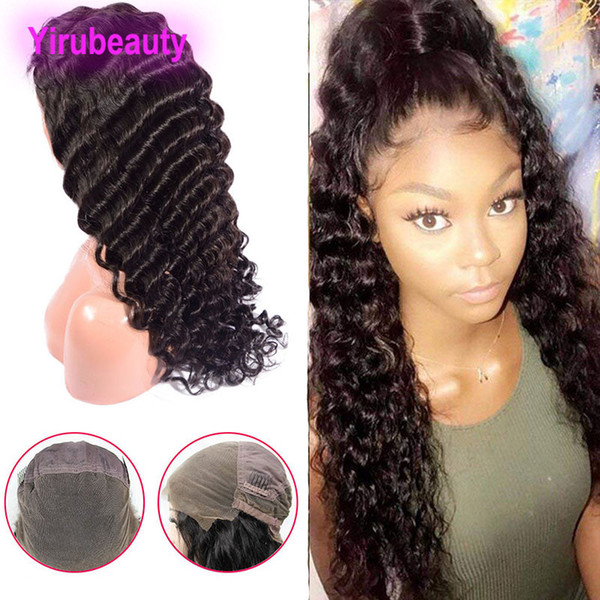 Brazilian Virgin Hair Full Lace Wigs Deep Wave 8-36inch Pre Plucked Yirubeauty Full Lace Wigs Deep Curly Free Middle Three Side Part