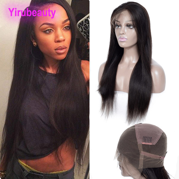 Indian Full Lace Wigs Pre Plucked Straight Human Hair Natural Color Silky Straight Virgin Hair Full Lace Wigs 8-34 Inch