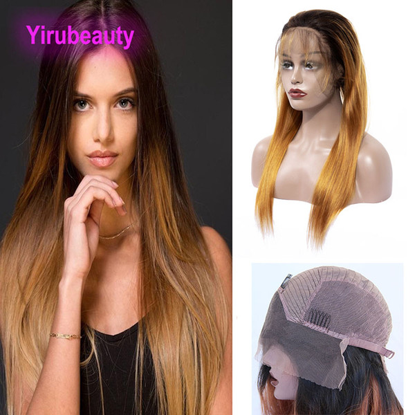 Indian Virgin Hair Lace Front Wig 1B 30 Ombre Hair Straight Human Hair 1B/30 Lace Front Wig 10-24inch Straight