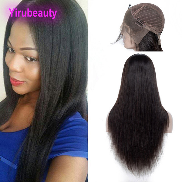 Brazilian Peruvian Human Hair Lace Front Wigs Straight Virgin Hair 8-24inch 3 Pieces Lace Front Wigs Straight Baby Hair Natural Color 3 Set