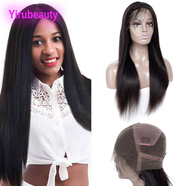 Natural Color Straight Human Hair Full Lace Wigs Pre Plucked Peruvian Virgin Hair Silky Straight Full Lace Human Hair Wigs