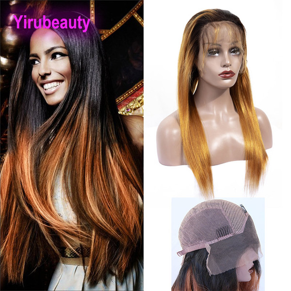 Brazilian Virgin Hair 1B/30 Ombre Human Hair Lace Front Wig Straight 10-24inch Lace Front Wigs 1B 30# Baby Hair