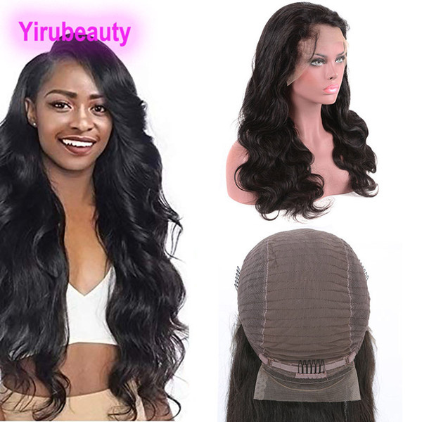 Peruvian Human Hair Lace Front Wigs Body Wave Pree Plucked Adjustable Lace Front Wig Body Wave Virgin Hair Natural Color