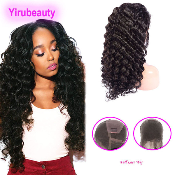 Peruvian Virgin Human Hair Full Lace Wigs Natural Color Deep Wave Curly 8-36inch Pre Plucked Full Lace Wigs Deep Curly