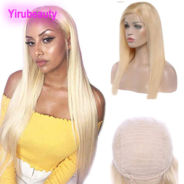 Peruvian 100% Human Hair Products Lace Front Wigs Blonde Silky Straight Hair Lace Wigs 613# Blonde 8-28inch