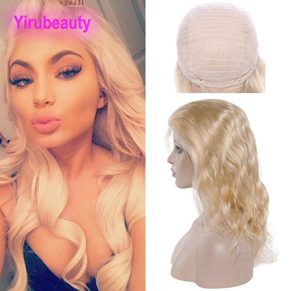 Malaysian Human Hair Lace Front Wig 613# Blonde Color Body Wave Virgin Hair 8-28inch Lace Front Wig Hair Products