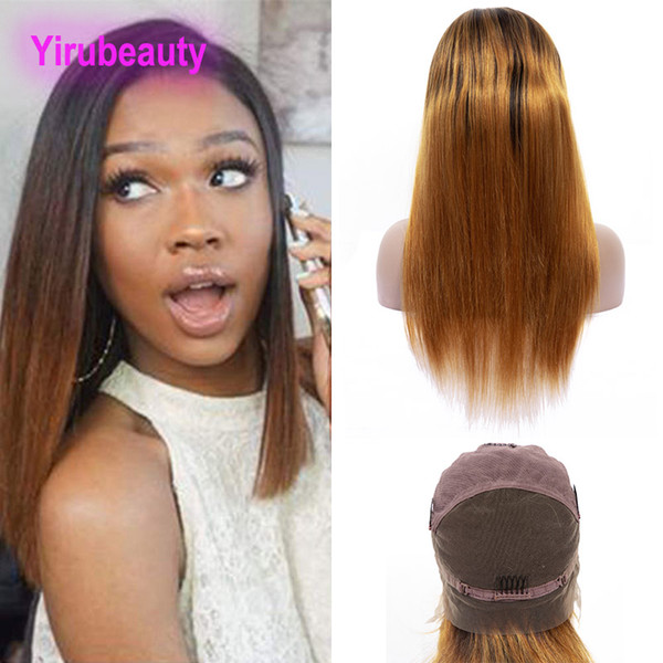 Indian Virgin Hair Products 1B/30 Ombre Hair Full Lace Wig 8-36inch 1B 30 Two Tones Color Straight Full Lace Wigs