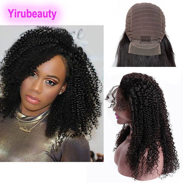 Brazilian Unprocessed Human Hair Remy Lace Front Wigs 8-30inch Kinky Curly Natural Color Lace Front Wigs Pre Plucked Adjustable Band