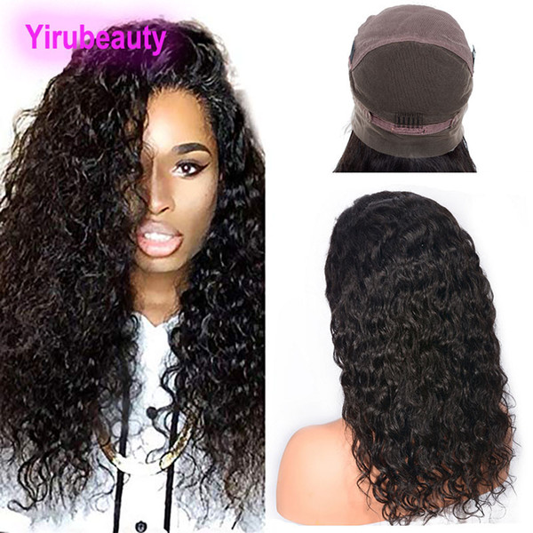 Indian Human Hair Lace Wigs Pre PLucked Wet And Wavy Virgin Hair Full Lace Wigs Natural Black Full Lace Wig Adjustable Band