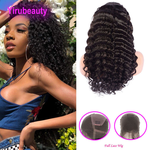 Indian Unprocessed Human Hair Pre Plucked Full Lace Wigs With Baby Hair 8-36inch Deep Wave Curly Virgin Hair Products Deep Curly