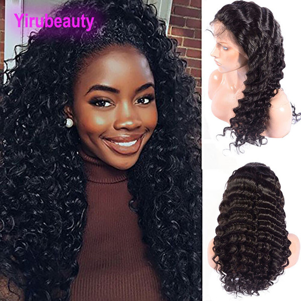 Malaysian Unprocessed Human Hair Full Lace Wigs 8-36inch Deep Wave Curly Natural Color Full Lace Wigs Virgin Hair Lace Wigs