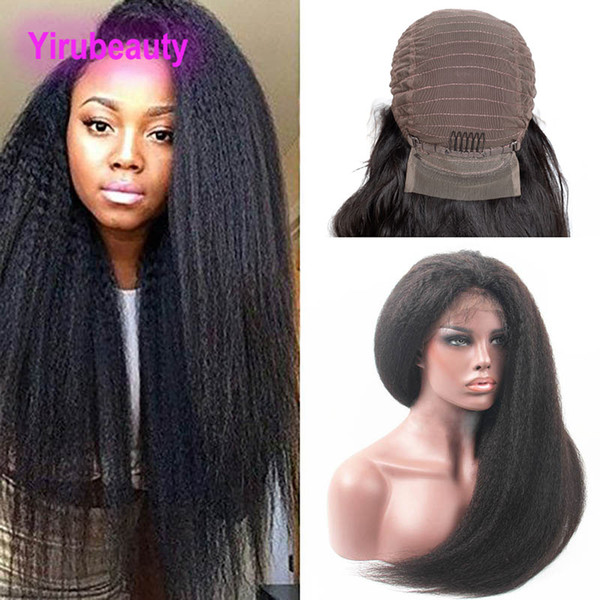 Indian Raw Virgin Human Hair Unprocessed 9A Lace Front Wigs Kinky Straight Yirubeauty Lacec Front Wig Natural Color 8-30inch