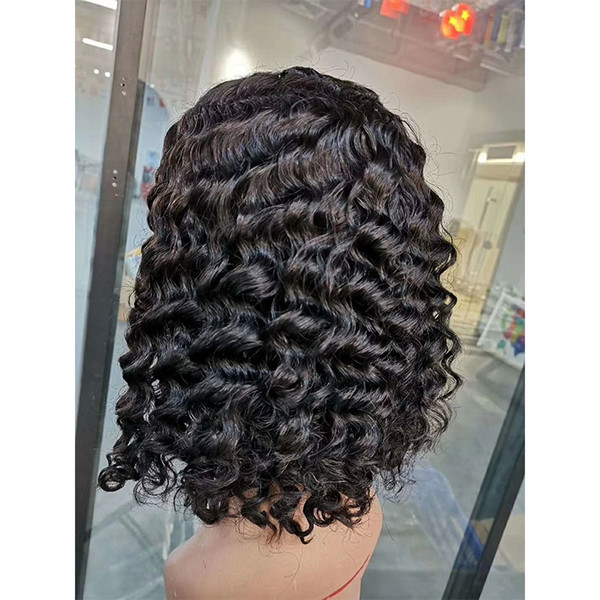 Brazilian Virgin Hair Bob Lace Front Wig 8-16inch Deep Wave Curly Short Charming Natural Color Bob Wigs Kinky Curly