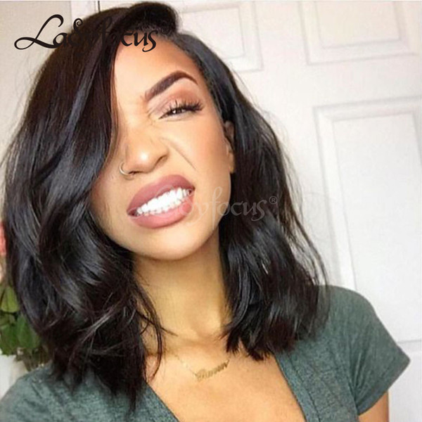 Natural Wave Bob Wig Full Lace Human Hair Wigs For Black Women Short Cut Hair 130% Lace Front Wig With Baby Hair