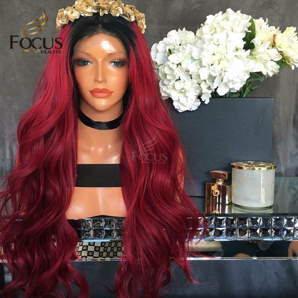 Red Full Lace Wigs Human Hair Wigs 150 Density 1B Red Unprocessed Virgin Hair Natural Wave Lace Front Wig With Baby Hair