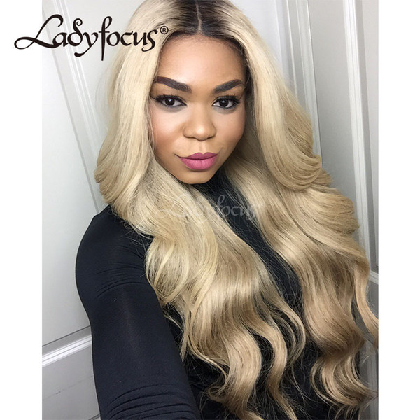 Pre Plucked Glueless Full Lace Human Hair Wigs With Baby Hair 180% Density 613 Blonde Body Wave Lace Front Wig For Black Women