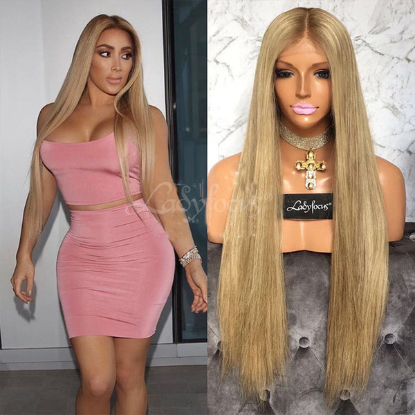 Lady Focus Celebrity Style Full Lace Human Hair Wigs With Baby Hair Straight Lace Front Wig Kardashian Style Virgin Hair Ombre Wig