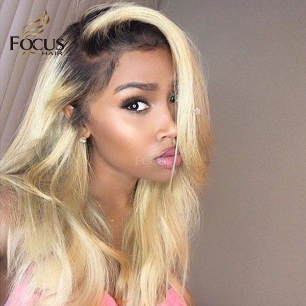 Dark Roots Lace Front Wig 1B 613 Full Lace Human Hair Wigs 150 Density Brazilian Light Blonde Natural Straight Wig With Baby Hair