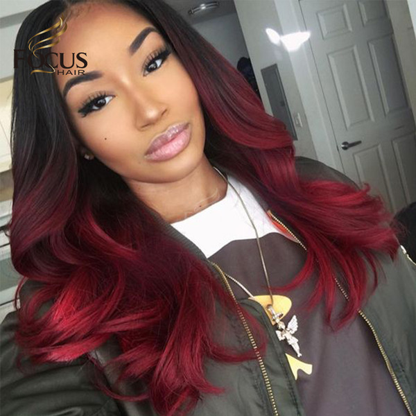 1B Red Glueless Full Lace Human Hair Wigs 130 Density Unprocessed Virgin Hair Natural Wave Lace Front Wig With Baby Hair