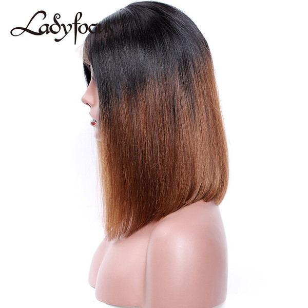 Ombre 1B 30 Short Bob Wig Glueless Full Lace Wig With Baby Hair Straight Lace Front Human Hair Wigs For Black Women