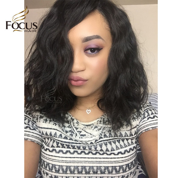 Natural Wave Brazilian Full Lace Wig With Baby Hair Lace Front Human Hair Wigs Bob Style For Black Women