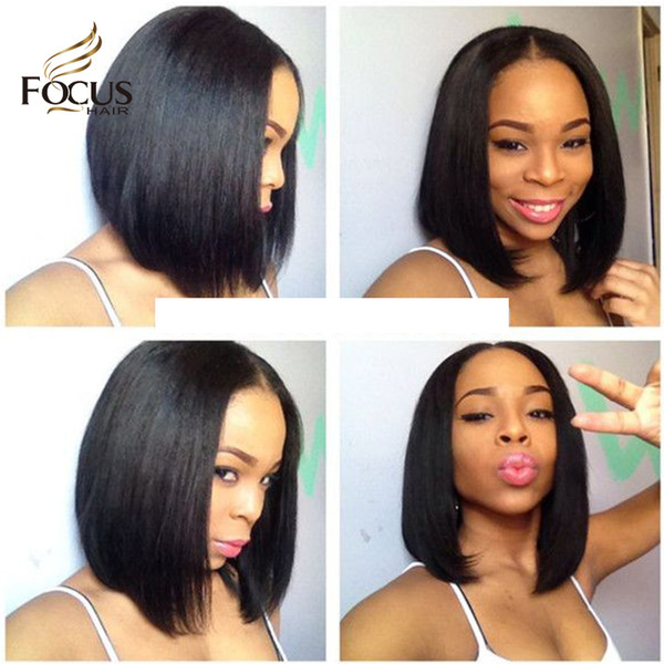 Glueless Full Lace Human Hair Wigs For Black Women Straight Bob Wig Lace Front Wig Brazilian Virgin Hair Wigs With Baby Hair