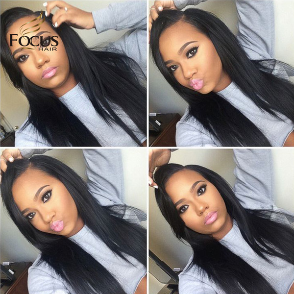 Lady Focus Lace Front Wigs Unprocessed Straight Human Hair Wigs Bleached Knots Full Lace Wig With Baby Hair For Black Women