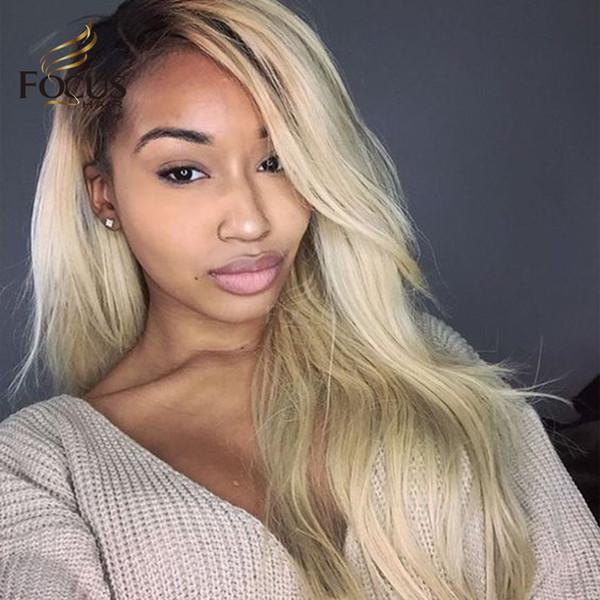 Dark Roots Lace Front Wig 1B 613 Full Lace Human Hair Wigs For Black Women 130 Density Light Blonde Natural Straight Wig