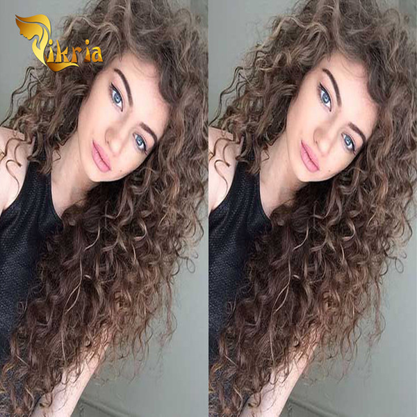 Brown Deep Wave Full Lace Wigs Indian Peruvian Malaysian Brazilian Silk Base Human Hair Lace Front Wigs