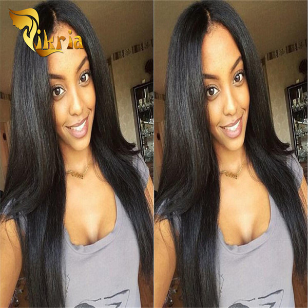 Brazilian Virgin Human Hair Full Lace Wigs Malaysian Indian Straight Weaves Lace Front Wigs Medium Cap Density 130% Human Hair Lace Wigs