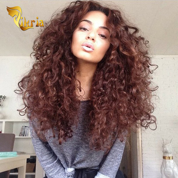 Silk Base Full Lace Wigs Brazilian Indian Malaysian Peruvian Human Hair Lace Front Wigs Brown Deep Wave Glueless Full Lace Wigs