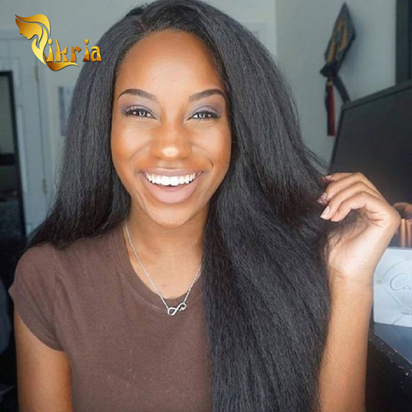 Brazilian Virgin Hair Kinky Straight Indian Malaysian Peruvian Full Lace Wigs Kinky Straight Lace Front Wigs For Black Women