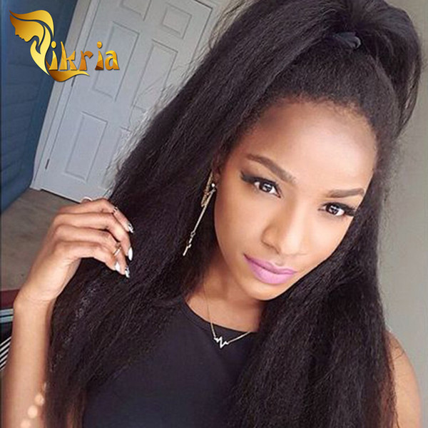 Kinky Straight Glueless Full Lace Wigs Baby Hair Human Hair Lace Front Wigs With Bangs Indian Malaysian Peruvian Virgin Hair