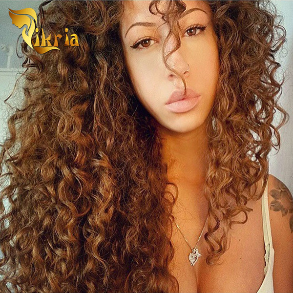 Peruvian Virgin Hair Full Lace Wig Malaysian Brazilian Human Hair Brown Color Deep Wave Lace Front Wigs Bleached Knots Fast 