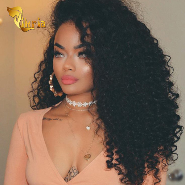 Deep Curly Full Peruvian Lace Wigs Black Women Indian Malaysian Brazilian Virgin Hair Pre Plucked Lace Front Wigs