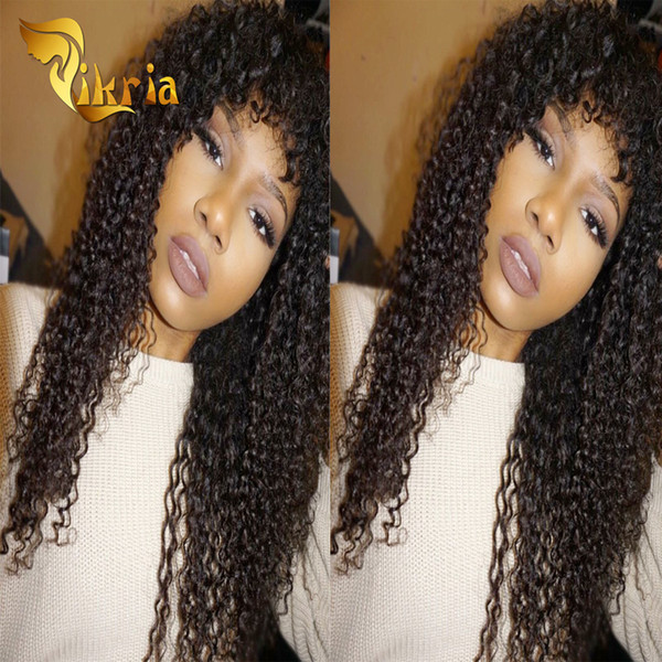 Top Quality Malaysian Peruvian Virgin Human Hair Kinky Full Lace Front Wig With Adjustable Straps Brazilian Human Hair Full Lace Wigs