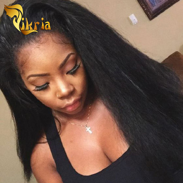 Kinky Straight Long Wigs Human Hair Peruvian Virgin Hair Malaysian Indian Brazilian Virgin Hair Full Lace Wigs Bleach Knots Lace Front Wigs