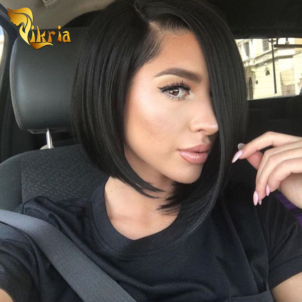 Bob Lace Front Wigs Peruvian Virgin Hair Indian Malaysian Brazilian Glueless Full Lace Wigs No Bangs Human Hair