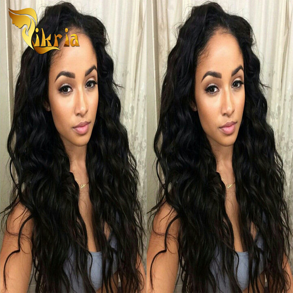 Fashion Style 100% Unprocessed Virgin Brazilian Body Wave Human Hair Full Lace Wig Natural Black Front Lace Wig With Adjustable Straps