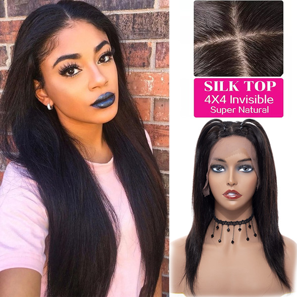 Brazilian Straight Lace Front Wigs Adjustable Pre Plucked Silk Base Lace Frontal Human Hair Wigs Glueless Wigs For Black Women Wholesale