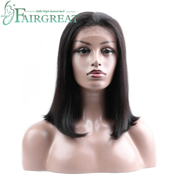 Fairgreat Brazilian Hair Lace Front Human Hair Short Bob Wigs For Women Black 2# 4# Color Brazilian Remy Human Hair 130% Density Wigs