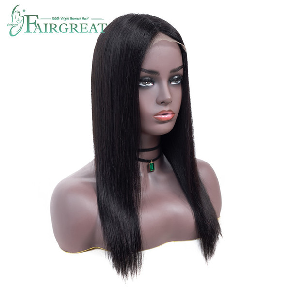 Indian Straight Human Hair Wigs With Baby Hair 4*4 Middle Part Lace Front Wigs For Black Women Fairgreat Hair Wigs