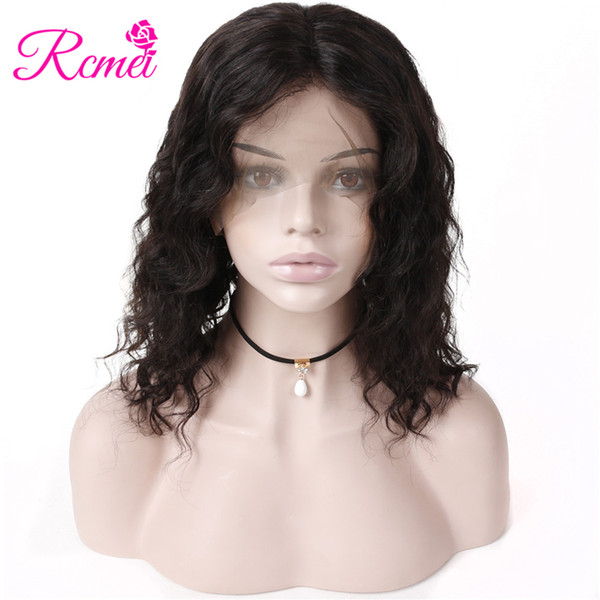 Rcmei Body Wave Short Bob Wigs Pre-Plucked Hairline 100% Malaysian Unprocessed Human Hair Natural Black Body Wave Bob Wigs 8-14 Inch