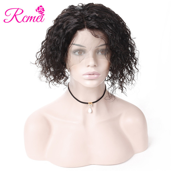 Rcmei Malaysian Kinky Curly Bob Wigs 100% Huamn Hair Unprocessed Natural Color Short Bob Wigs With Babyhair 8-14 Inch Can Buy