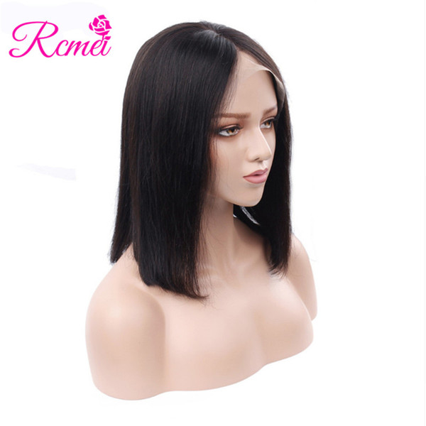 Rcmei Bob Wig Peruvian Straight Lace Frontal Human Hair Wigs For Women 100% Human Hair Wigs Pre Plucked With Baby Hair 8-14 Inch