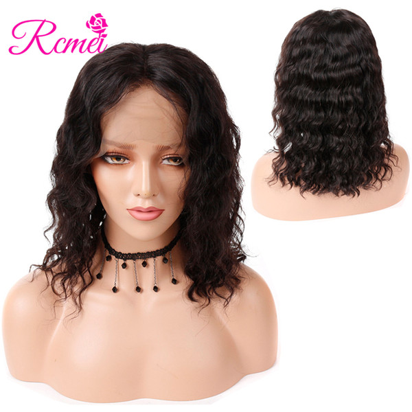 Rcmei Peruvian Short Wig Body Wave Lace Front Bob Wigs 8-14 Inch Pre Plucked With Babyhair 100% Human Hair Natural Color Wigs