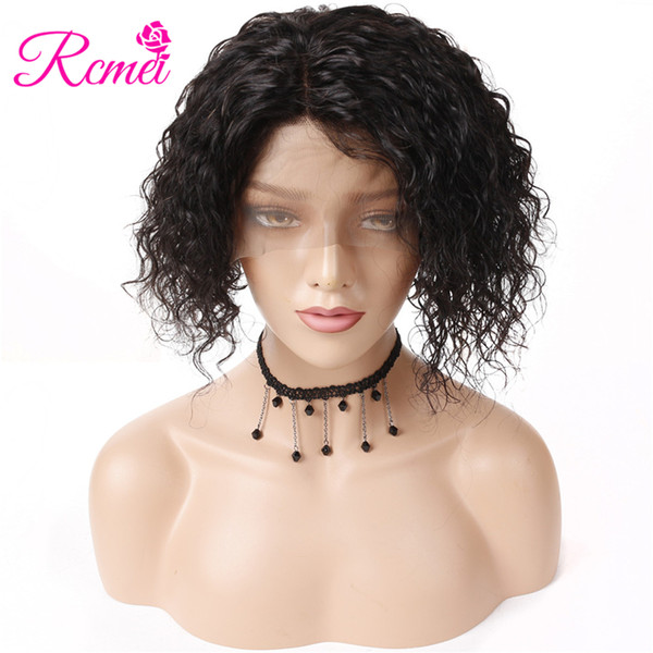 Rcmei Brazilian Lace Front Wigs 8-14 Inch Pre Plucked Natural Hairline Kinky Curly Short Bob 100% Human Hair Wigs With Baby Hair